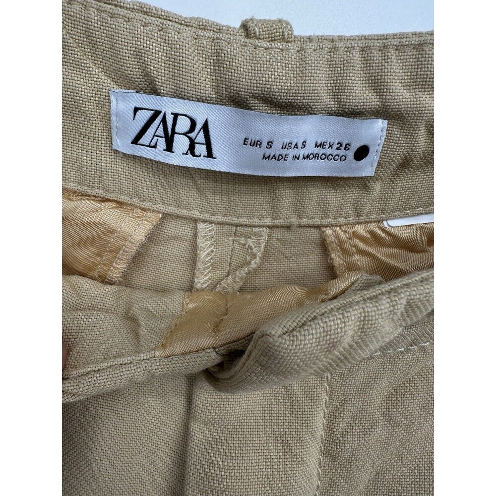 Zara linen blend wide leg dress slacks size small  light  wrinkling look Coastal - Picture 3 of 11